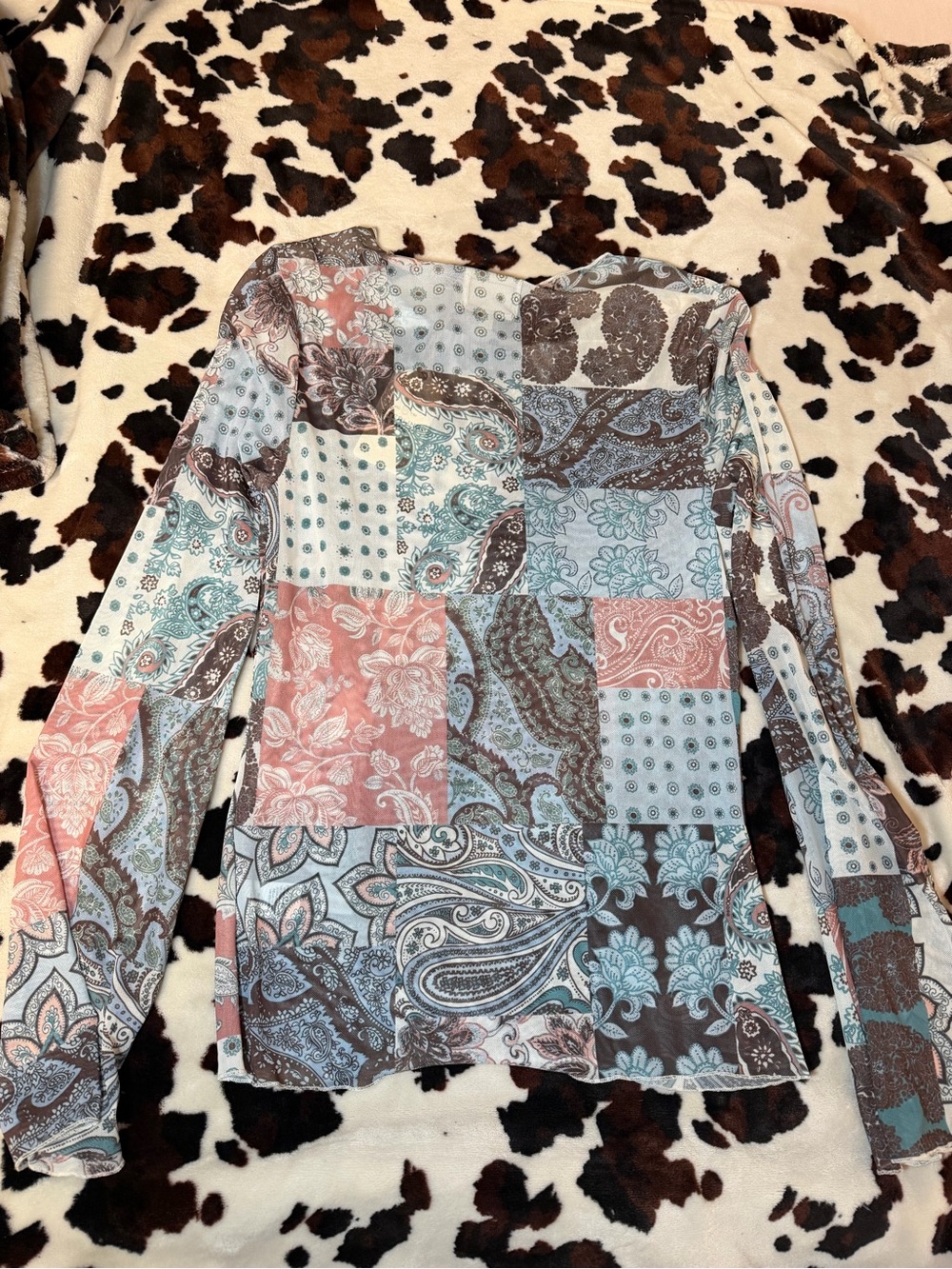 Buckle Women's Patchwork Paisley Long Sleeve Top - Blue, Pink, Brown